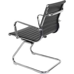 เก้าอี้สำหรับห้องโถง/ห้องประชุมหนัง PU พนักพิงกลางแบบโครเมียม 8 ชิ้น พร้อมที่วางแขนแบบคงที่ - Product Image 5