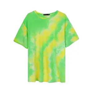 Pakistani Supplier 100% Knitted Pure Cotton Fabric Regular Length Round Neck Half Sleeves Neon Tie and Dye T Shirt for mens