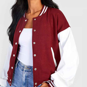 Nouvelle conception, bonne qualité, vente en gros, vestes de style universitaire pour femmes, corps en laine, manches en cuir, manteau d'hiver, veste bomber de style universitaire - Product Image 2
