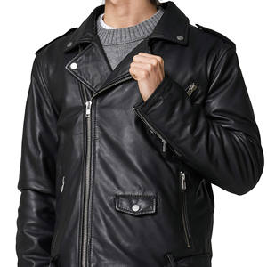 Veste en cuir pur pour hommes Nouveau style avec fermeture éclair Logo personnalisé Votre propre conception Veste d'hiver en cuir pour hommes - Product Image 6