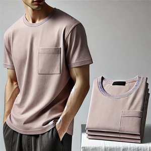 Camiseta Unisex Oversize 100% de algodón con bolsillo, serigrafía personalizada, ropa de calle de peso pesado de alta calidad, Camiseta corta informal para hombre en blanco - Product Image 2