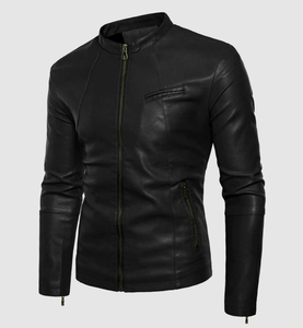 2026 femmes de haute qualité 100% veste en cuir de mouton respirant toile couleur noire avec fermeture éclair col montant en gros - Product Image 3