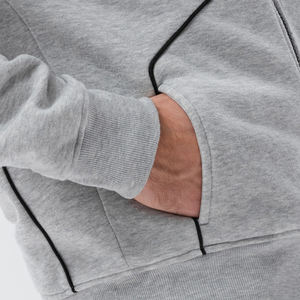 Sudadera con capucha y cremallera completa de lana de peso completo en blanco de alta calidad lisa al por mayor, sudaderas con capucha y cremallera para hombre con logotipo personalizado - Product Image 5