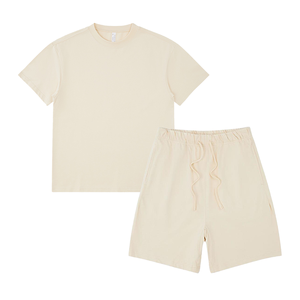 ชุดเสื้อยืดและกางเกงขาสั้นผ้าคอตตอน100% แห้งเร็วของผู้ชายมาใหม่2025เสื้อยืดและกางเกงขาสั้นมีลายปิดแน่น - Product Image 4