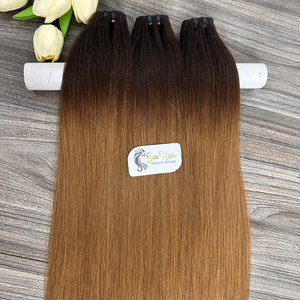 Ombre Brown Silky Straight Double Drawn Trama Paquete de cabello crudo Cutícula alineada Sun Hair Company Extensiones de cabello humano vietnamita de lujo - Product Image 3