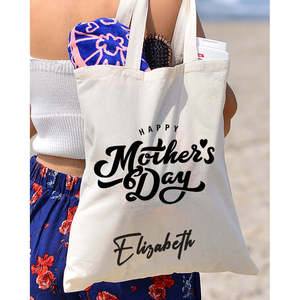Sac fourre-tout noir personnalisable et écologique - Cadeau pour la fête des mères pour mère, fils, sœur |   Sac de courses en toile 100% coton - Product Image 3