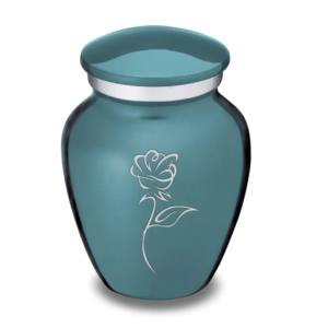 <b>Aluminium</b> Keepsake Cremation Urn With White Dolphin Design Sticker <b>Strip</b> Pewter And Teal Finished For Ashes . - Product Image 4
