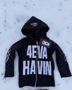 Venta al por mayor hecho en fábrica servicios OEM cremallera sudaderas con capucha estilo acampanado de gran tamaño algodón pesado moda callejera trajes de chándal desgastados - Product Image 3