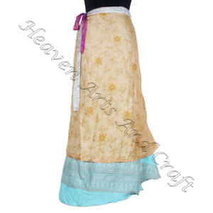 Reversible 2 Layer Adults <b>Wrap</b> Around <b>Skirt</b> 2 Layer Reversible Magic Silk Saris <b>Wrap</b> Long <b>Skirt</b> Bohemian Silk Sari <b>Skirt</b> Magic - Product Image 6