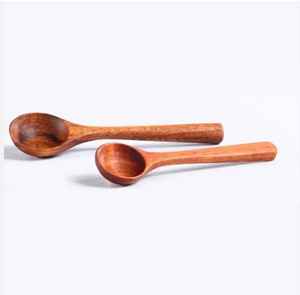 Juego de utensilios para ensalada de madera de acacia de 2 piezas de alta calidad con asas blancas Cucharas de madera para servir cena Ensalada y fiesta - Product Image 6