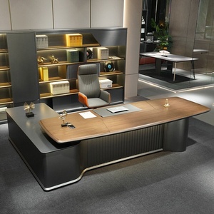 Directly Supplied ML Brand Modern Luxury Brown MDF Modular <b>Office</b> Desk Writing <b>Table</b> Set 3-Year Warranty Boss CEO Manager Home - Product Image 4