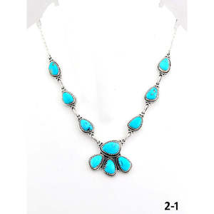 Collier en turquoise de Kingman du sud-ouest et argent sterling en forme de fleur pour les occasions de cadeaux - Product Image 1
