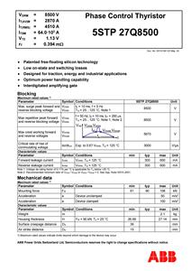 Tiristor de Control de Fase Hitachi Energy5STP 27Q8500, 8500 V, 2870 A, kW, Accionamientos, Convertidores de Línea Conmutados, Convertidores de Alta Tensión Continua (HVDC) - Product Image 2