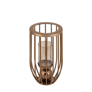 Vente chaude Nouveau Design Bronze Métal Photophore Chandelier En Acier Inoxydable Tempête Lumière Supports pour Saint Valentin Mariage - Product Image 2