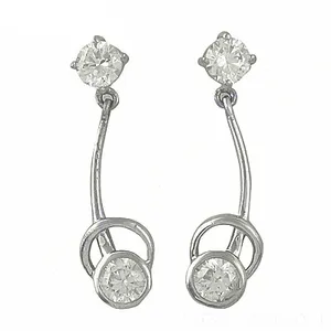 Women's Gold Plated <b>Silver</b> Drop <b>Earrings</b> with Cubic Zirconia Diamond Pearl Elegant <b>Dangle</b> Jewelry for Weddings Parties Gifts - Product Image 1
