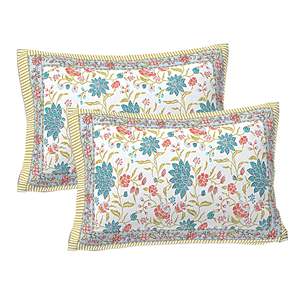 Turquoise Blue <b>Floral</b> Print 240 TC 100% Cotton Double <b>Bed</b> <b>Sheet</b> Set with 2 Pillow Covers 3-Piece Home Use Collection (SHKV1031) - Product Image 3