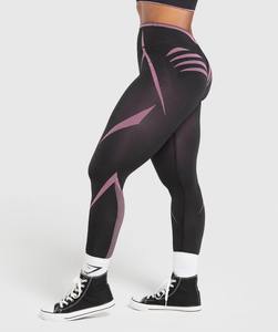 Pantalons de sport pour femmes de haute qualité, en jacquard solide, sans couture, flatteurs, avec effet push-up, personnalisés, avec détails en maille colorée - Product Image 2