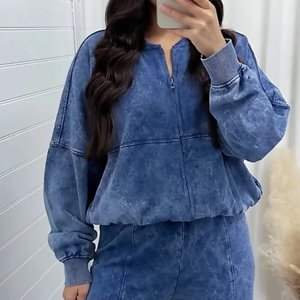 Ensemble de survêtement décontracté pour femme en deux pièces, bleu, écologique, de qualité supérieure, pour l'hiver, avec capuche et pantalon de survêtement respirant - Product Image 2