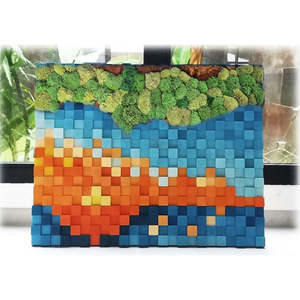 Elegante musgo azulado de madera mosaico decoración de la pared Acento - Product Image 1