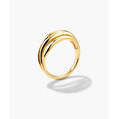 Anillo Abierto Audaz de Titanio con Incrustaciones de Diamantes Corte Princesa, Ajustable para Talla Única, Diseño Geométrico Infantil - Product Image 2