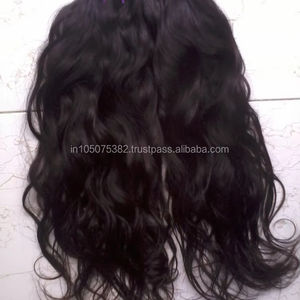 Prix d'usine de trame de cheveux humains indiens ondulés Remy non transformés pour cheveux collés à la machine - Product Image 1