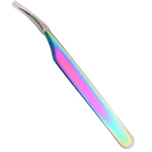 Pince à épiler incurvée en acier inoxydable pour extensions de cils, outil de préhension et de retrait pour une utilisation professionnelle en beauté - Product Image 1