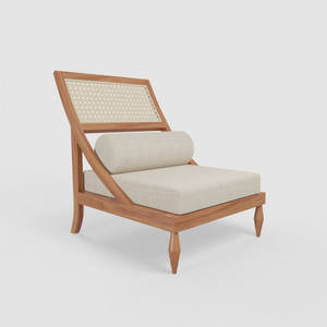 เก้าอี้เลานจ์ทำจากโครงไม้สักแข็งพร้อมเบาะและหวายทอทำให้สบายสำหรับการใช้งานในร่มและกลางแจ้ง - Product Image 5