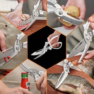 Ciseaux de cuisine en acier inoxydable 3CR, 1 pièce, ciseaux à os robustes automatiques, poignée ergonomique lisse, outil essentiel pour la maison, usage intensif - Product Image 2