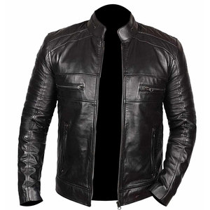 Chaqueta de corredor de cuero sintético PU de motorista clásico de alta calidad Slim Fit a prueba de viento negro con cierre de cremallera para pedidos al por mayor de hombres - Product Image 3