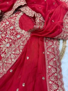 Diseñador indio Bollywood rojo Sari superventas último exclusivo étnico fiesta desgaste rico aspecto real étnico impresionante precioso - Product Image 5