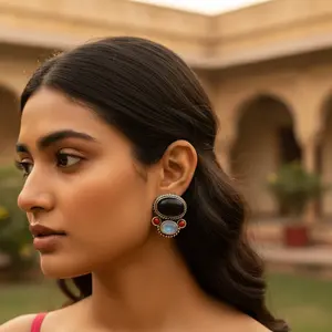 Pendientes de Plata de Ley 925 con Ónix y Piedra Lunar en Forma de Gota de Agua, Joyería con Gemas de Oro de 14K y 18K, Rubí y Diamante para Mujer - Product Image 2