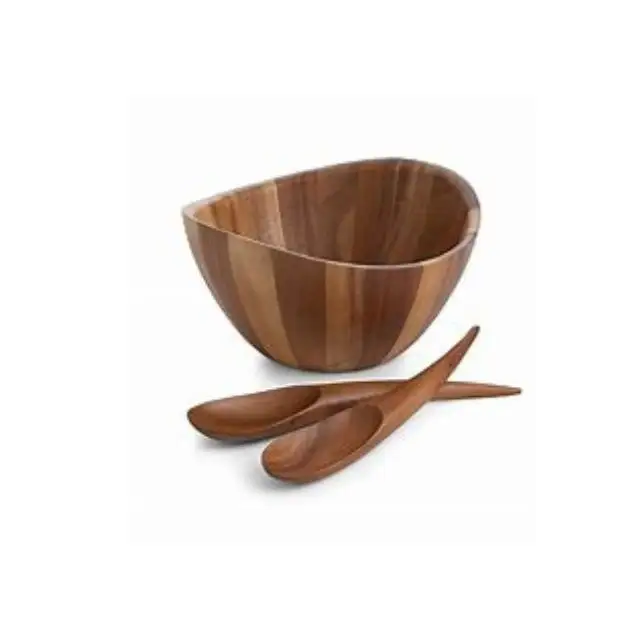 Kayu Acacia adalah kayu keras dengan polesan ketat dan kaya warna sehingga menjadi bahan yang bagus untuk melayani mangkuk