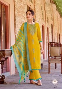 Conjunto de Kurtis bordados lavables para mujer con decoración de Chinon pesado y botón tejido-Venta en línea - Product Image 5