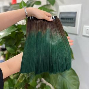 Cuticule de donneur unique droite d'os brut vert profond alignée Extensions de cheveux Remy couleur modèle de cheveux doux soyeux cheveux humains vietnamiens - Product Image 4