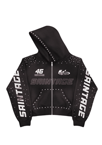 Sudadera Urbana con Estampado Personalizado, Bordado y Pedrería, Diseño Urbano de Moda, Felpa Gruesa Lavada, Talla Grande - Product Image 6