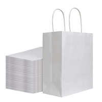 Sacs d'épicerie en papier kraft blanc durable et réutilisable, respectueux de l'environnement, résistants à la graisse, de style classique, imprimés aux UV, avec feuille d'argent estampée pour