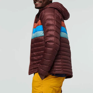 Men's Hooded Color Blocking Puffer Jacket Windproof Casual Winter <b>Coat</b> with Zipper Closure and Polyester Filling - Product Image 2