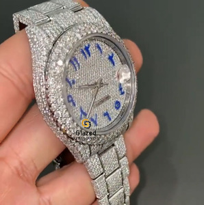 นาฬิกาข้อมือสำหรับผู้ชายสไตล์ฮิปฮอปประดับเพชรใส - Product Image 3