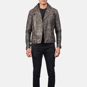 Blouson en cuir pour homme 2024, personnalisé, effet vieilli, haute qualité, coupe-vent, tissu fin enduit, écologique, respirant, idéal pour l'hiver - Product Image 3