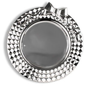 Elegant Shiny Silver Finished Metal Serving Tray Wedding Event Parties Round Charger Plate Food, Drinks & Dates Serving Trays - Product Image 1