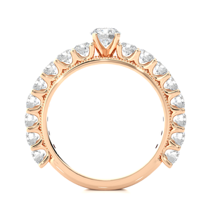 Anillo de Compromiso de Oro Rosa con Cuentas y Moissanita de 3 Quilates, Corte Redondo - Product Image 2