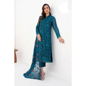 Robe de soirée en mousseline de soie de style pakistanais pour femmes robe de soirée traditionnelle en mousseline de soie pour femmes - Product Image 4