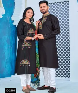 Индийский этнический Дизайнерский Костюм Kurta и Kurtis для пары хлопка с вышивкой и стильный эксклюзивный внешний вид полностью прошитый Kurtis
