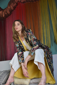 autumn and winter explosive women's fashion plush lace-up long cardigan with belt bathrobe home sweater clothes coat lady - Product Image 5