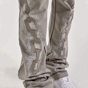 Pantalons de survêtement pour hommes, style décontracté, taille mi-haute, coupe ample, jambe droite, style empilé, style sport, ample, 100% coton, sur mesure, OEM - Product Image 4