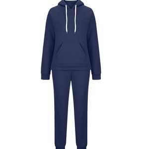 Conjunto Deportivo Azul Marino con Sudadera con Capucha y Pantalones Jogger para Mujer, Ropa Deportiva Informal de Invierno, Fabricante OEM al por Mayor - Product Image 3