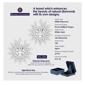 Elegantes pendientes de diamantes de diseño de oro blanco de 10K para compromiso y boda Proveedor indio - Product Image 5