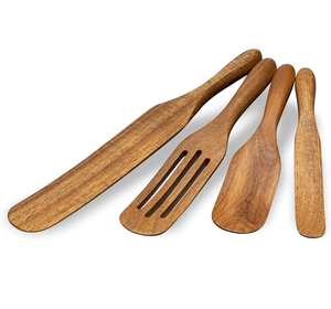 Wood Sourdough <b>Spurtle</b> Kitchen Utensils Wooden Spatula 4 Pieces handmade top price - Product Image 1