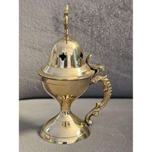 Encensoir en laiton à graver, brûleur d'encens décoratif en croix sur le dessus, artisanat en métal, diffuseur d'encens/d'arômes de luxe pour cadeaux - Product Image 3