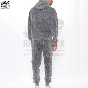 Survêtements personnalisés en denim délavé pour hommes, logo personnalisé, poids lourd, confortable, nouvelle arrivée, survêtements en denim délavé pour hommes - Product Image 2